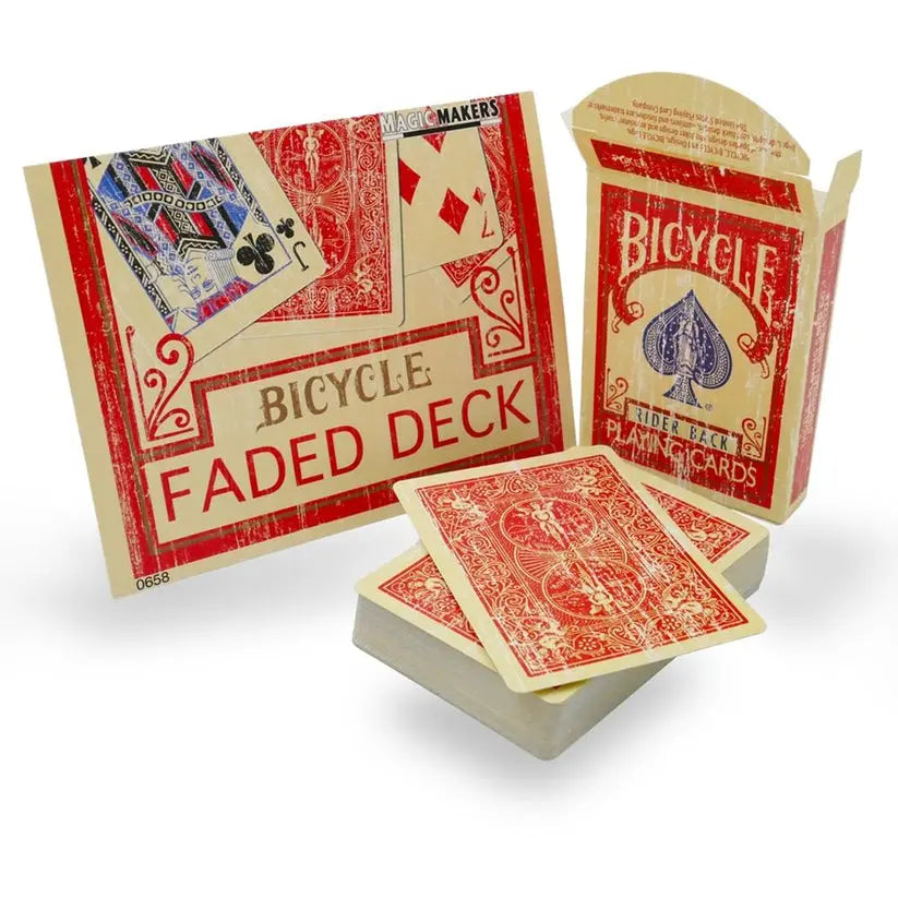 Red Faded Vintage Style Bicycle Deck Playing Cards-Magic Makers Inc. Magic Makers Inc.