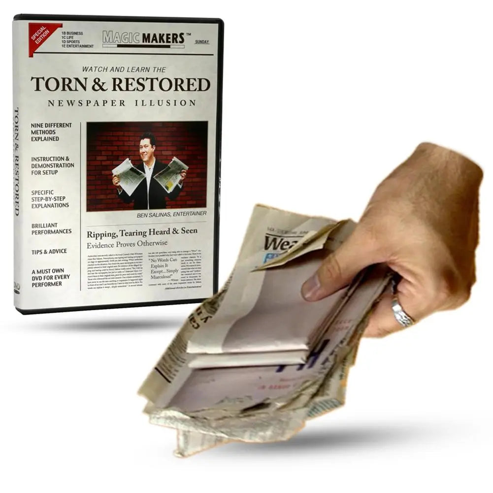 Torn & Restored Newspaper Illusion - Complete Collection of Newspaper Tricks - DVD and Digital Access Combo Magic Makers Inc.